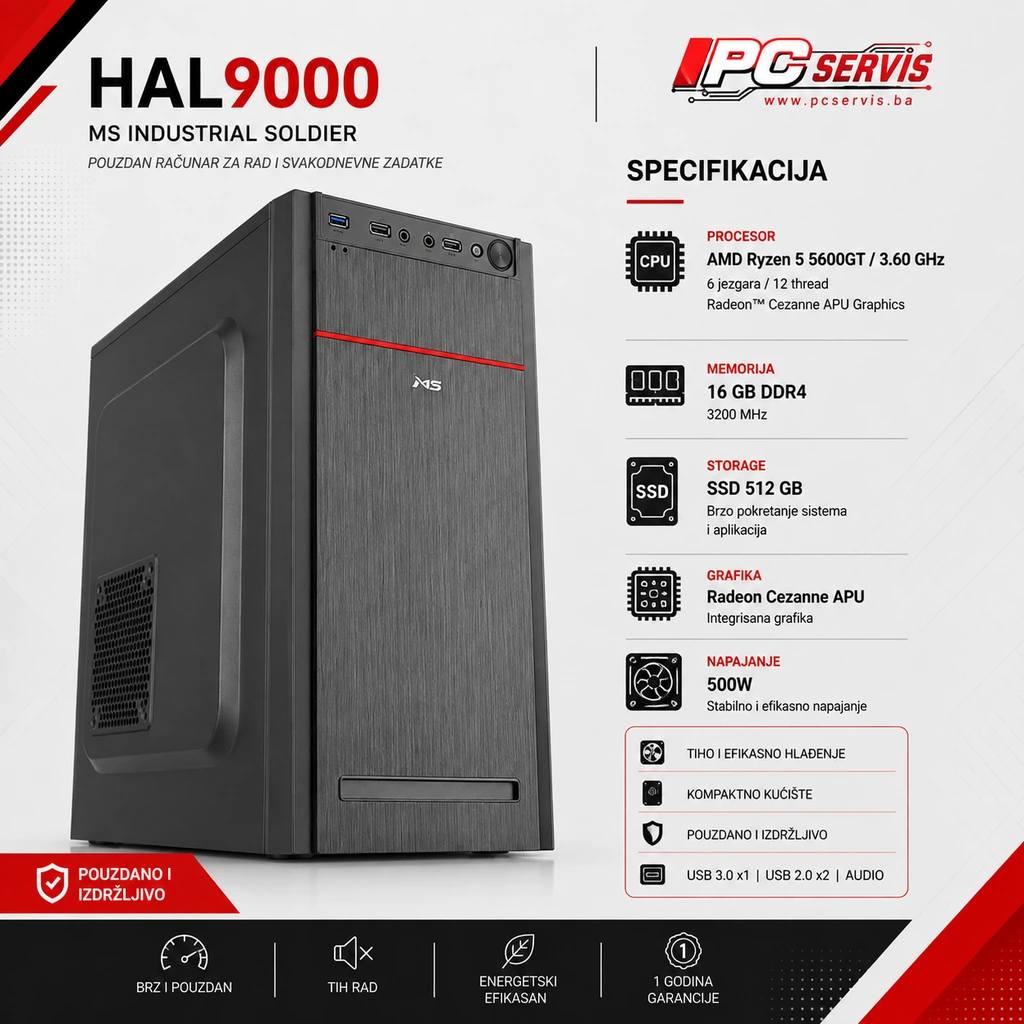 HAL9000_1024x1024 HAL9000 AMD Ryzen 5 5600GT / 3.60 GHz 16 GB DDR 4 SSD 512 GB Radeon Cezanne APU - Image 1