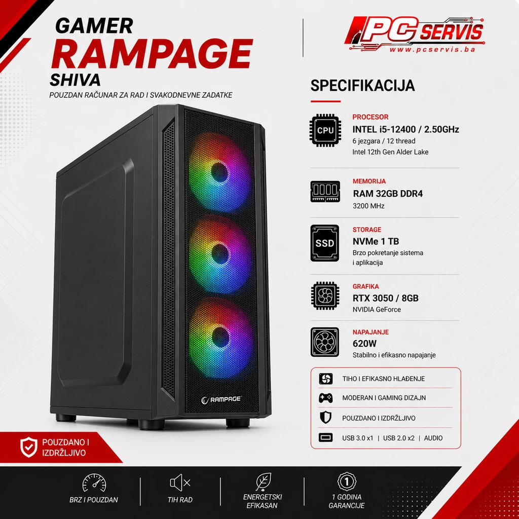 gamer_rampage_shiva_1024x1024-1 GAMER RAMPAGE INTEL i5-12400 / 2.50GHz RAM 32GB DDR4 NVMe 1 TB RTX 3050 / 8GB - Image 1